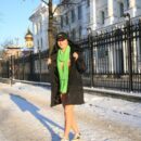 Sexy russian brunette Victoria spreads her legs at winter city