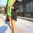 Sexy russian brunette Victoria spreads her legs at winter city