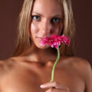 Ksenya B showcases her pretty pink flower petal