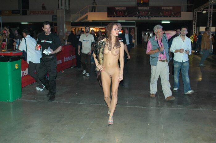 Naked girl Svetlana S chooses sex clothes at the exhibition