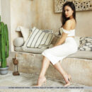 Astrid Herrara looks stunning in her figure hugging white dress. She slip out of it and flaunts her juicy melons and smooth coochie.