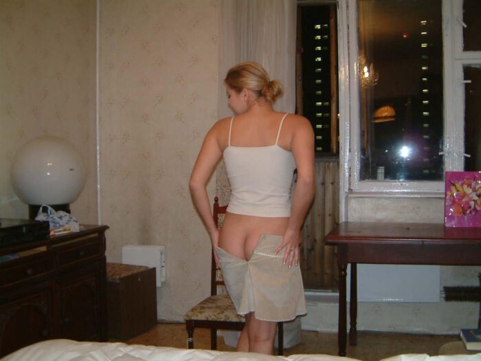 Russian blonde girl Anastasia undress and show her naked body at home