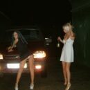 Two very hot russian babes posing at night parking