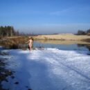 Long-haired russian teen Angelika posing outdoors at winter