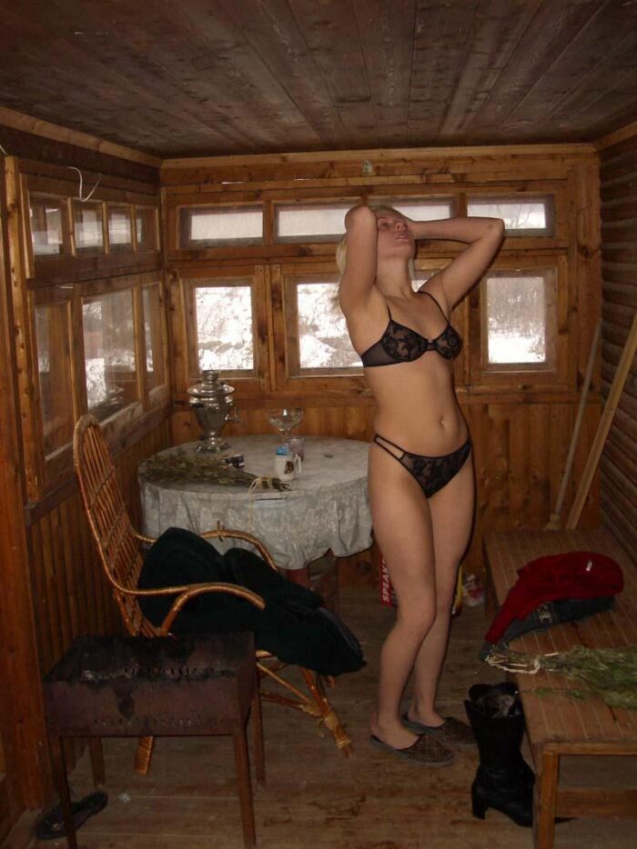 Teen blonde Natalia S decided to go to the sauna