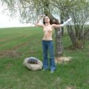 Two young girls decided to walk on the field naked