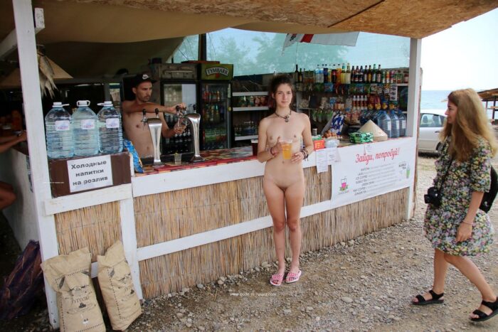 Shameless girls buy beer without clothes
