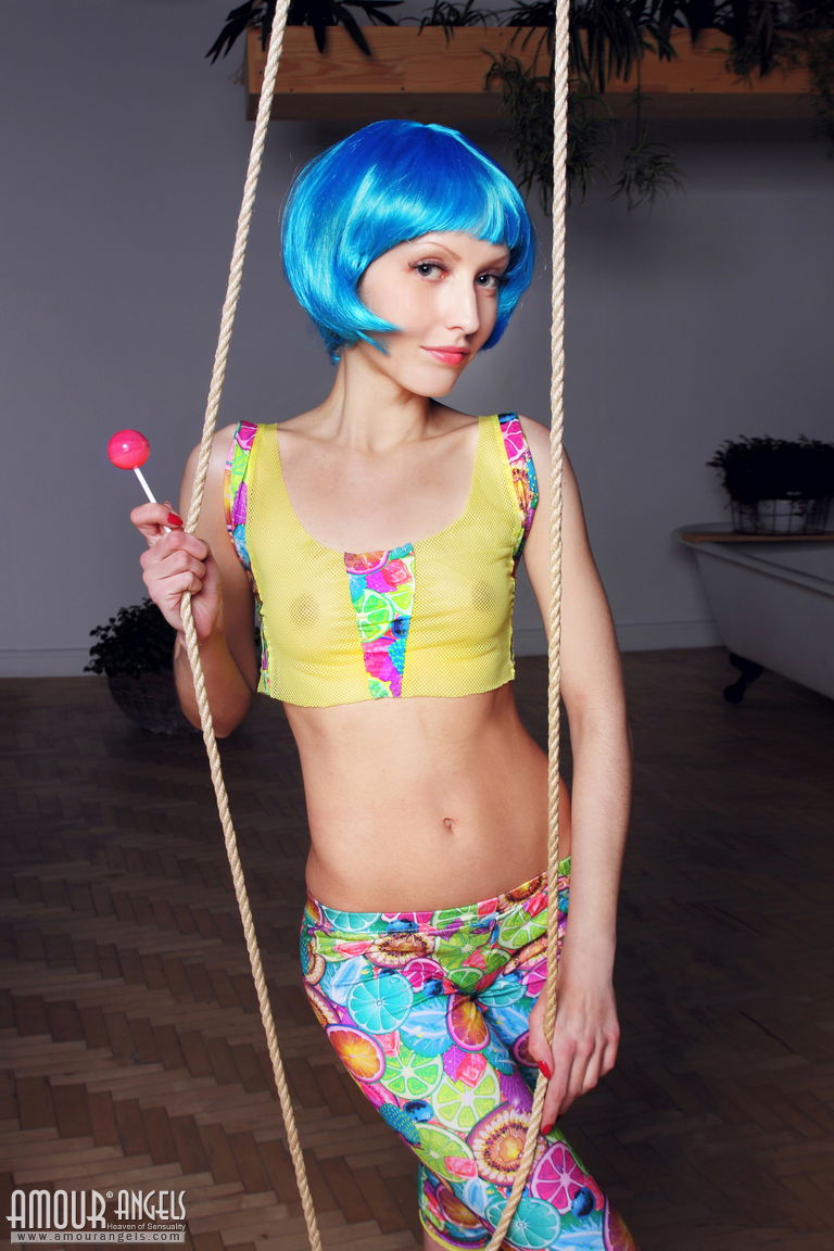 Tooya: SUGAR CANDY. Perky blue haired babe