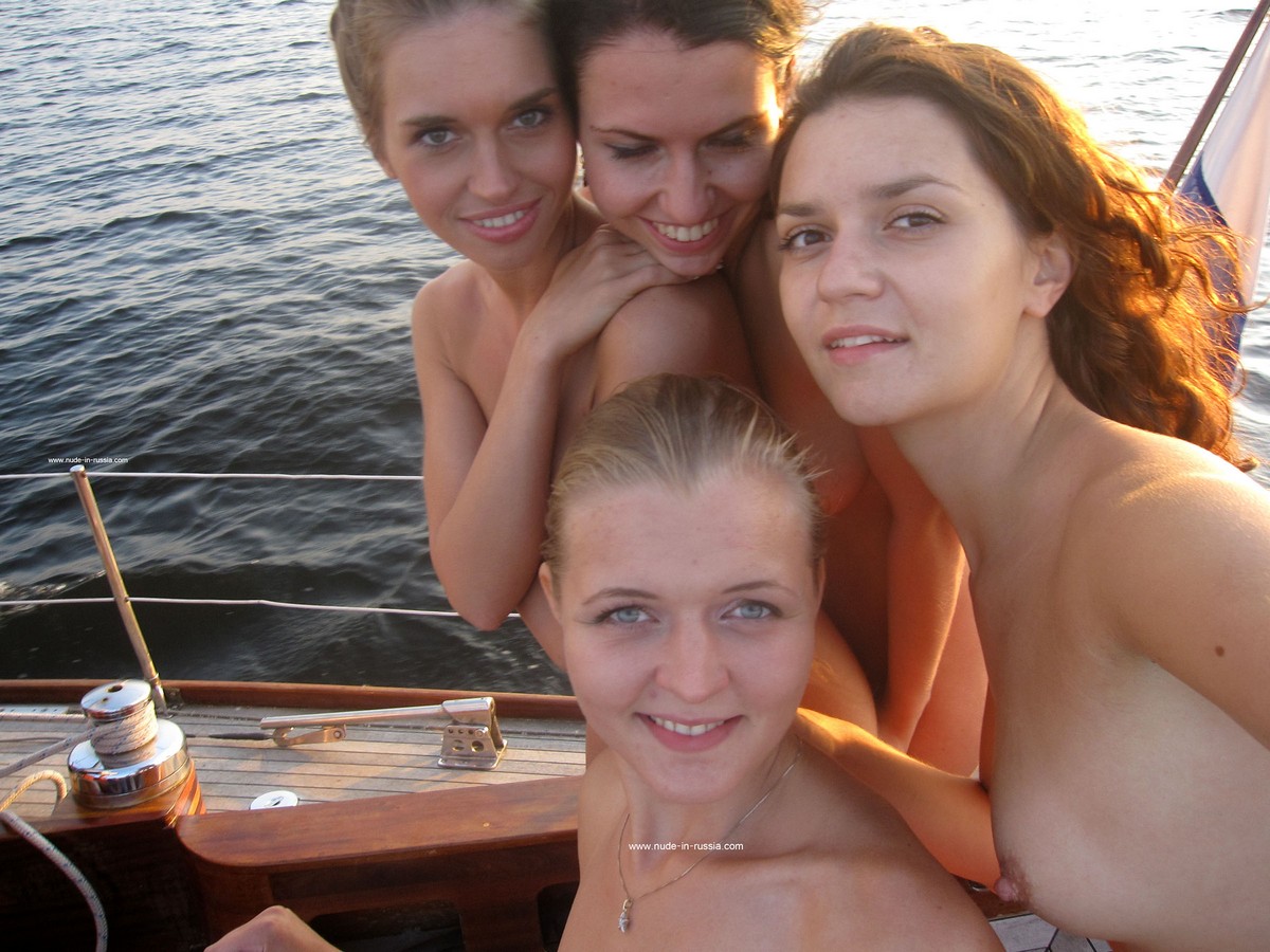 Four sexy russian teens on the yacht