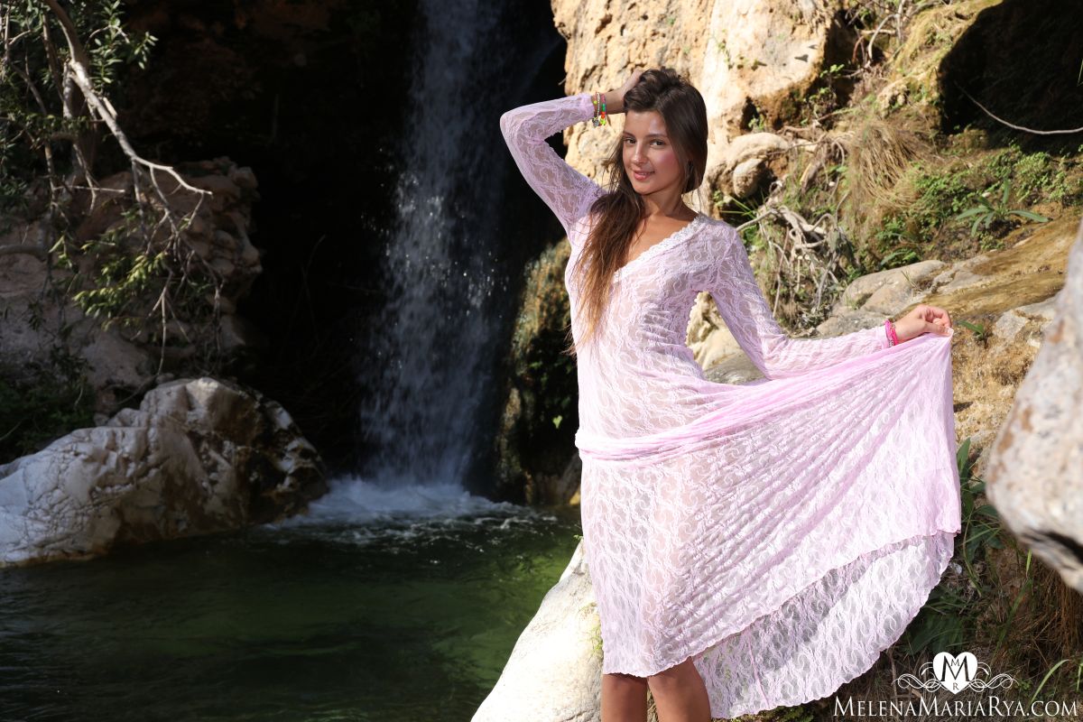 Melena Maria Rya at the Waterfall