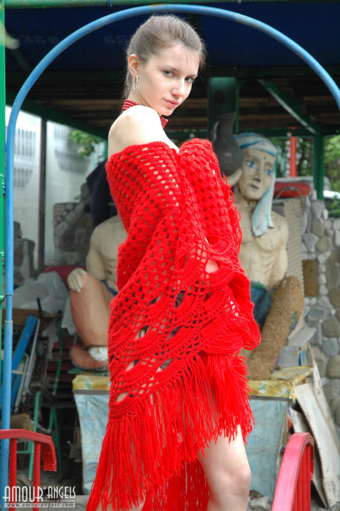 Kate: KATE ON THE BRIDGE. Teen in Red