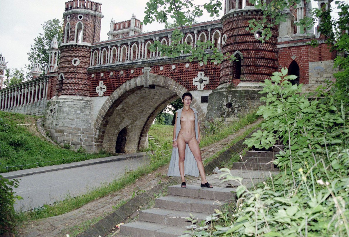 Brunette Ruslana with very short hair in Moscow park