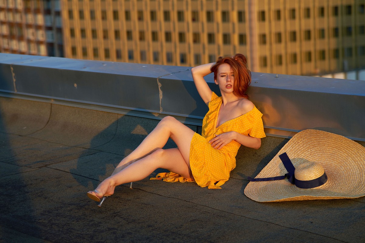 Perfect redhead teen Liz on the roof