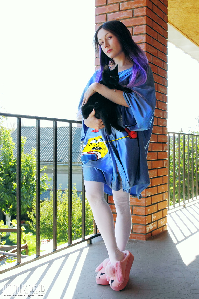 Night: NIGHT IN LIGHT. Emo girl shows everything