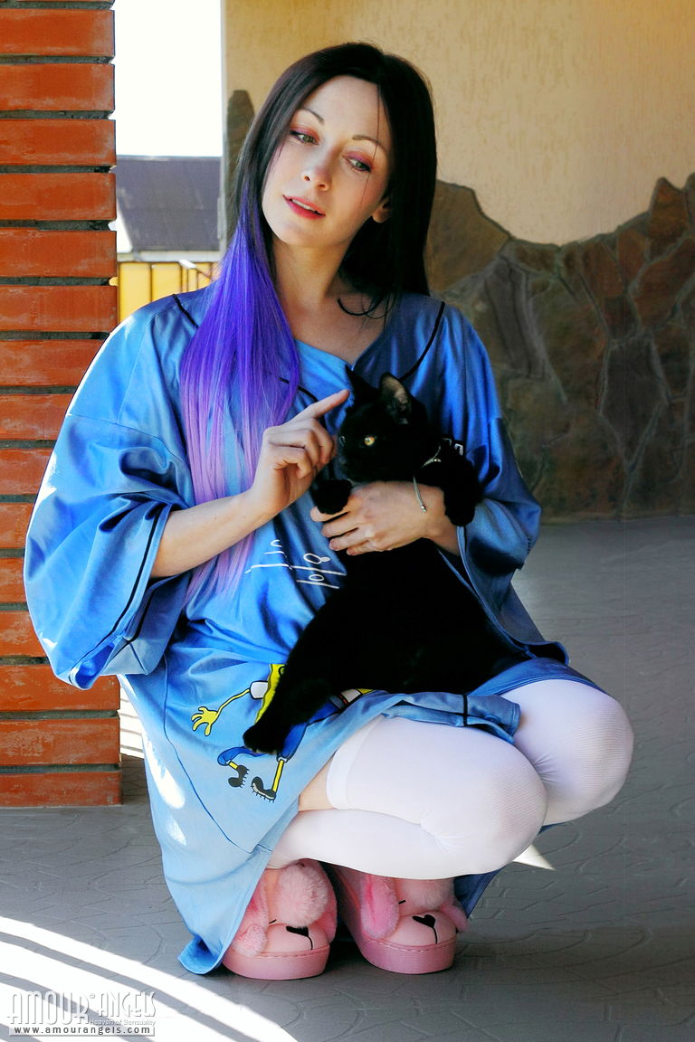 Night: NIGHT IN LIGHT. Emo girl shows everything