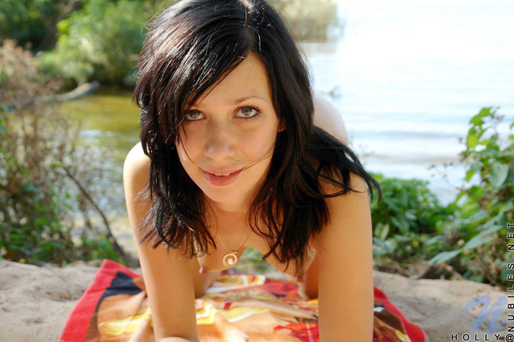 Skinny hottie knows how to gently massage her medium sized tits