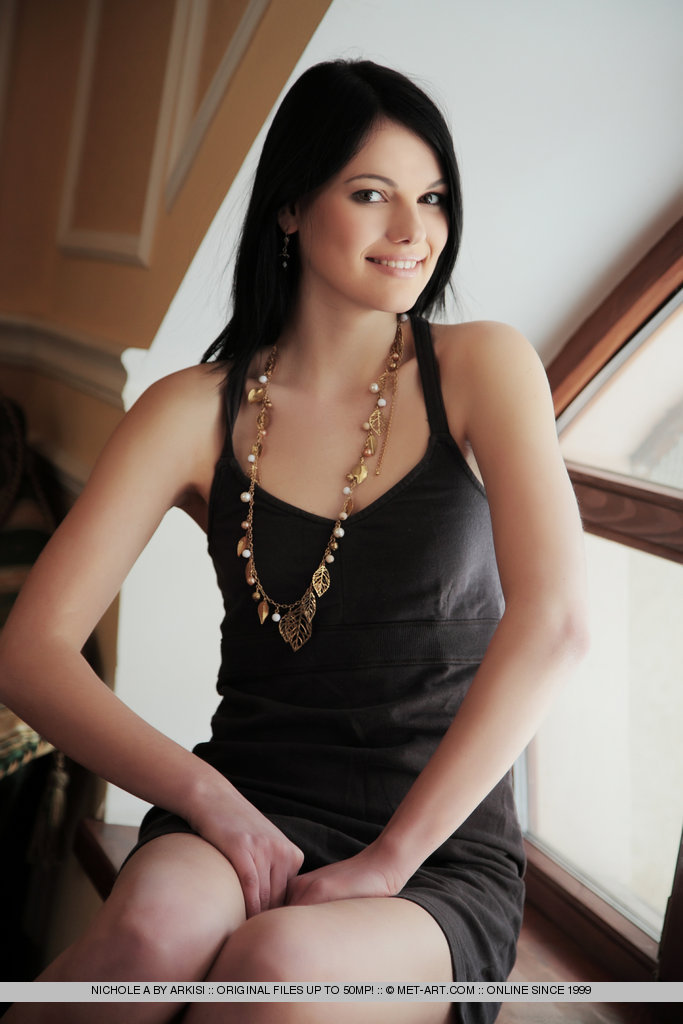 Nichole A teasing and flirting in her black bodycon dress