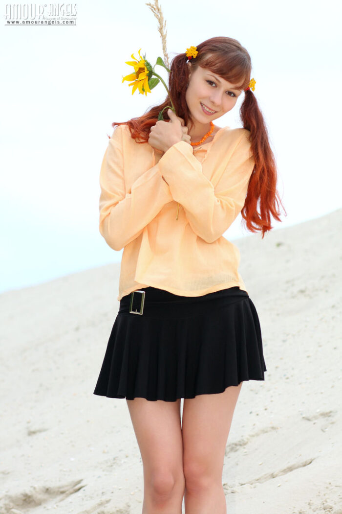 Anika: AQUARELLE. Nude pigtailed redhead