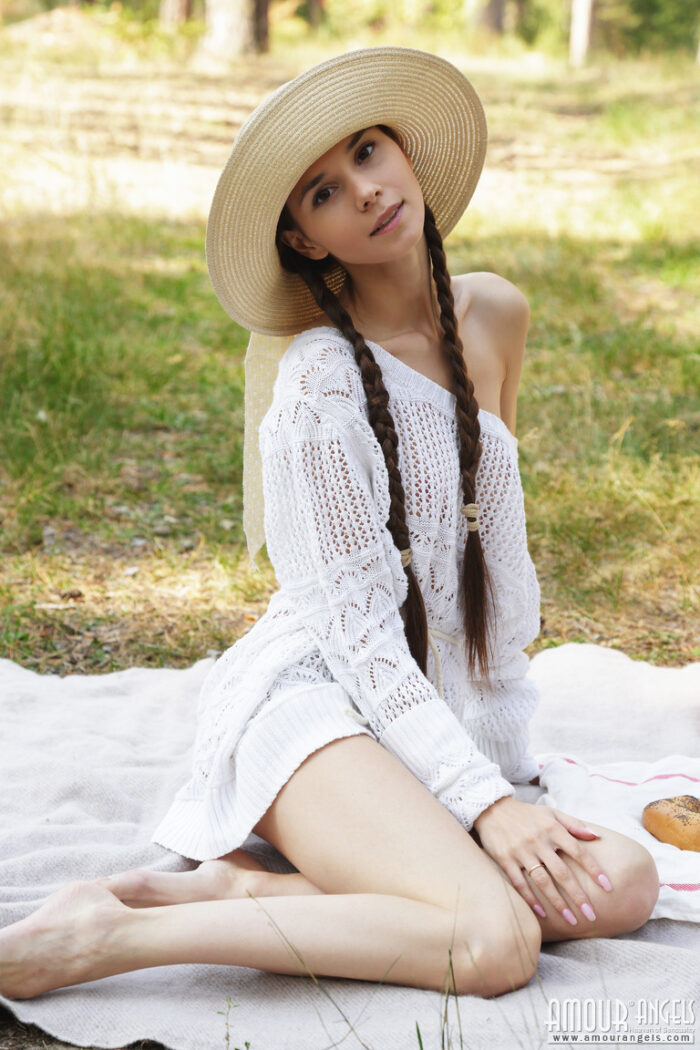 Leona Mia: RUSSIAN SEASONS. Brunette posing outdoors