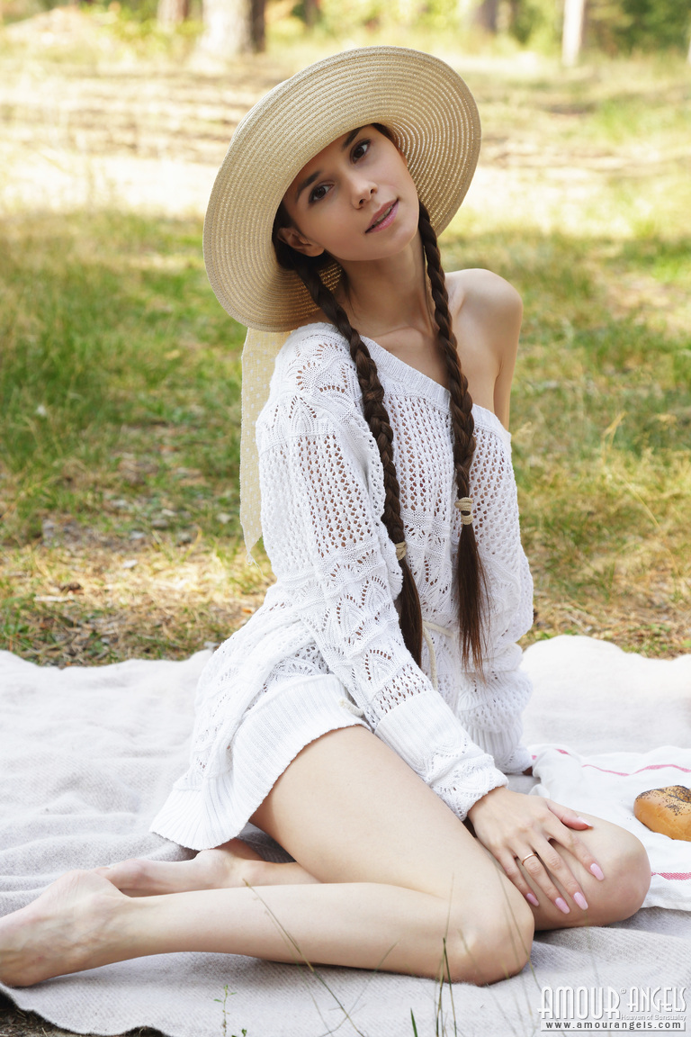 Leona Mia: RUSSIAN SEASONS. Brunette posing outdoors