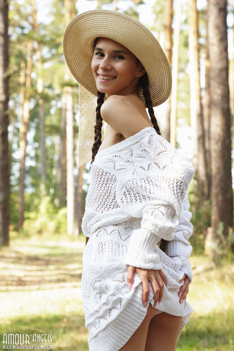 Leona Mia: RUSSIAN SEASONS. Brunette posing outdoors