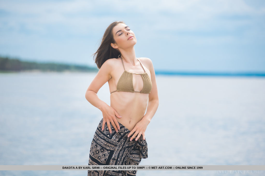 Dakota A flaunts her delectable body at the beach.