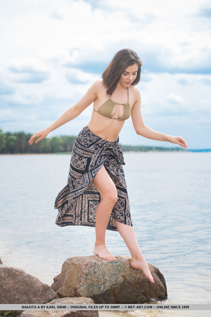Dakota A flaunts her delectable body at the beach.